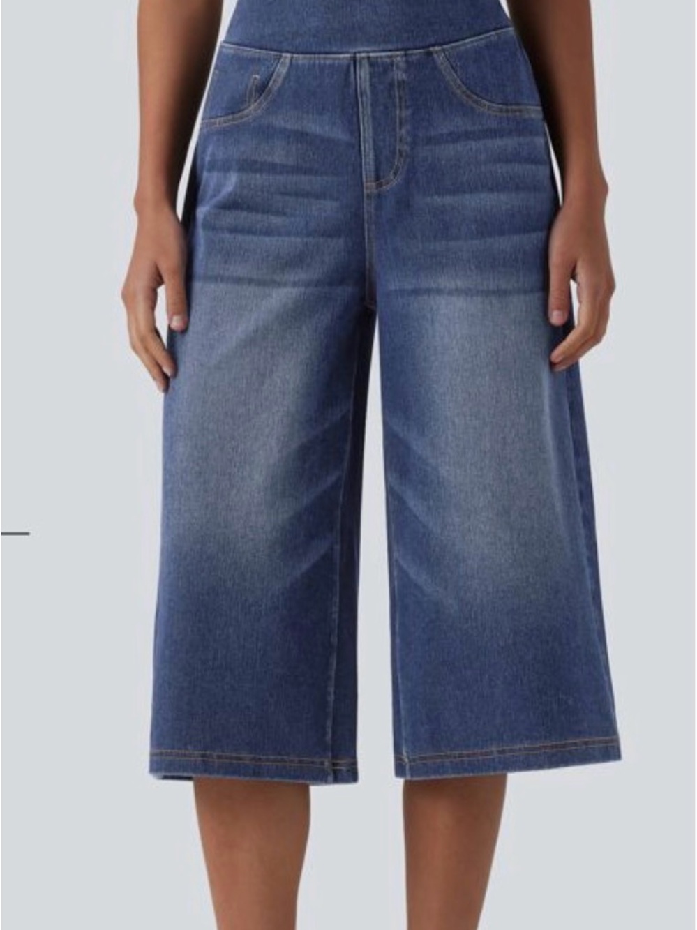HALARA Wide-Leg Cropped Jeans in Denim Blue size large 12/14